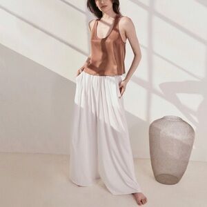 Lunya Organic Pima cotton Wide Leg Pant in Sincere White Women’s Sz S